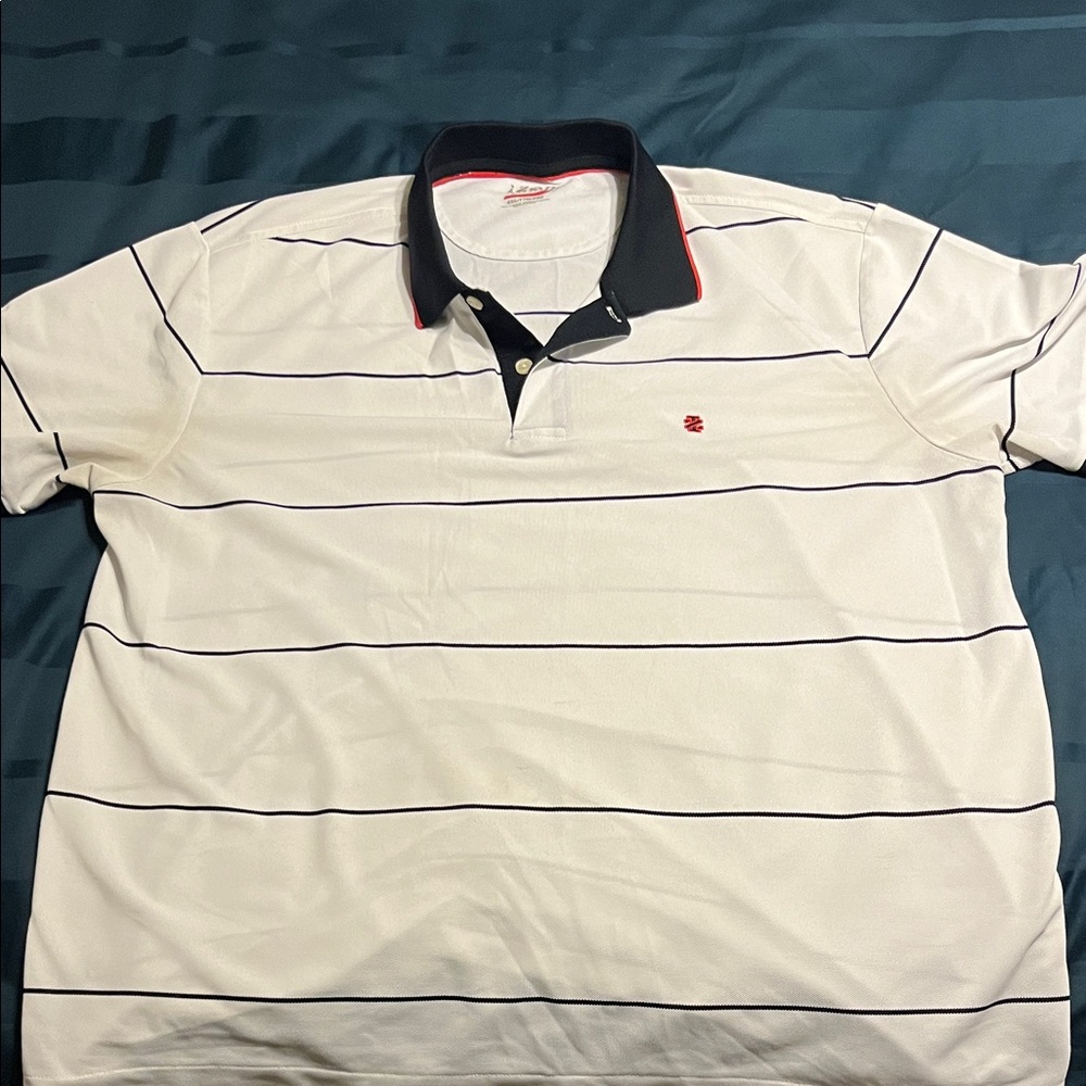 Izod White Polo with Blue and Red Accents